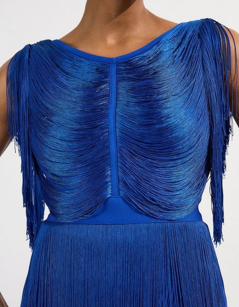 Maxi Draped Fringe Knitted Mini Dress