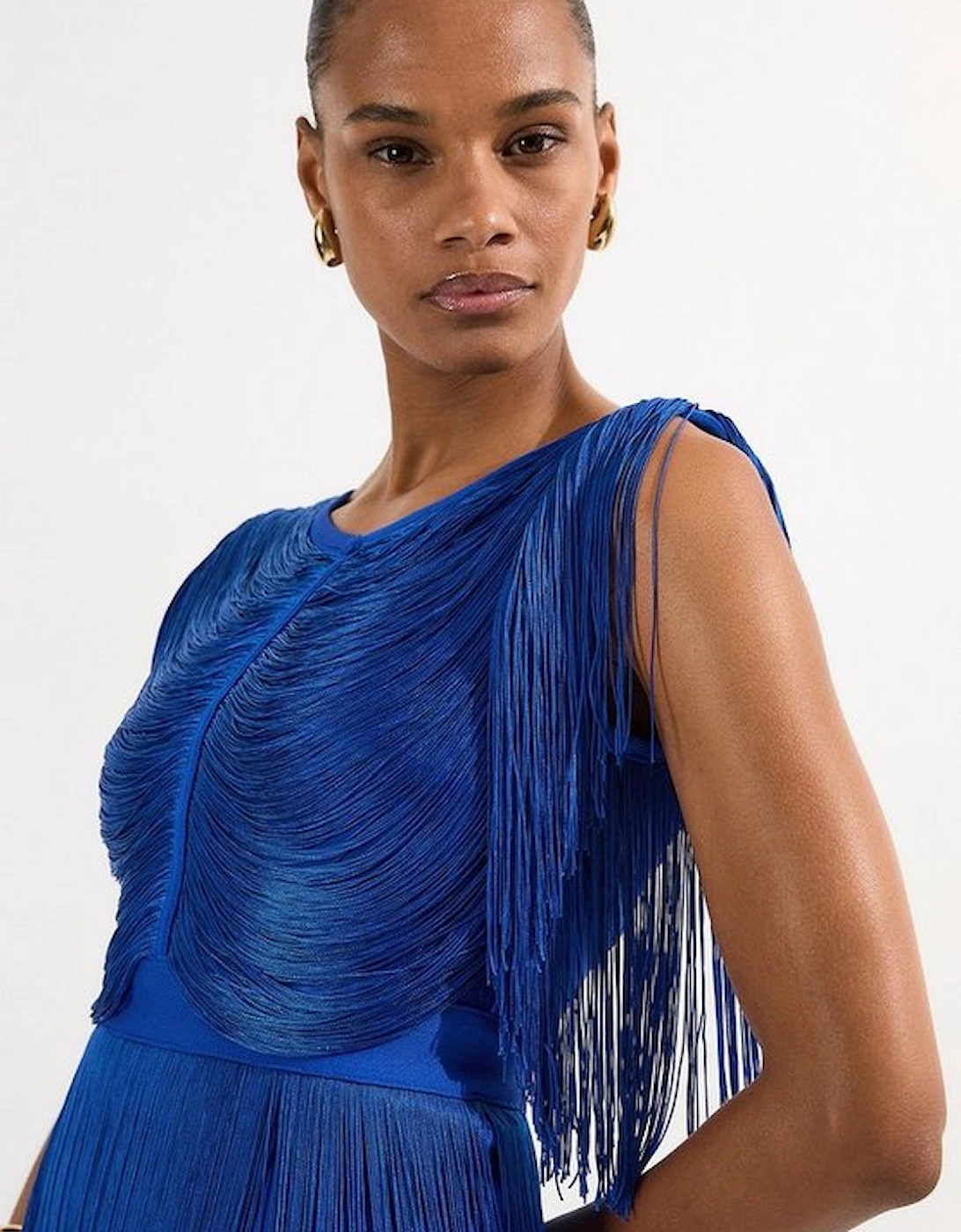Maxi Draped Fringe Knitted Mini Dress