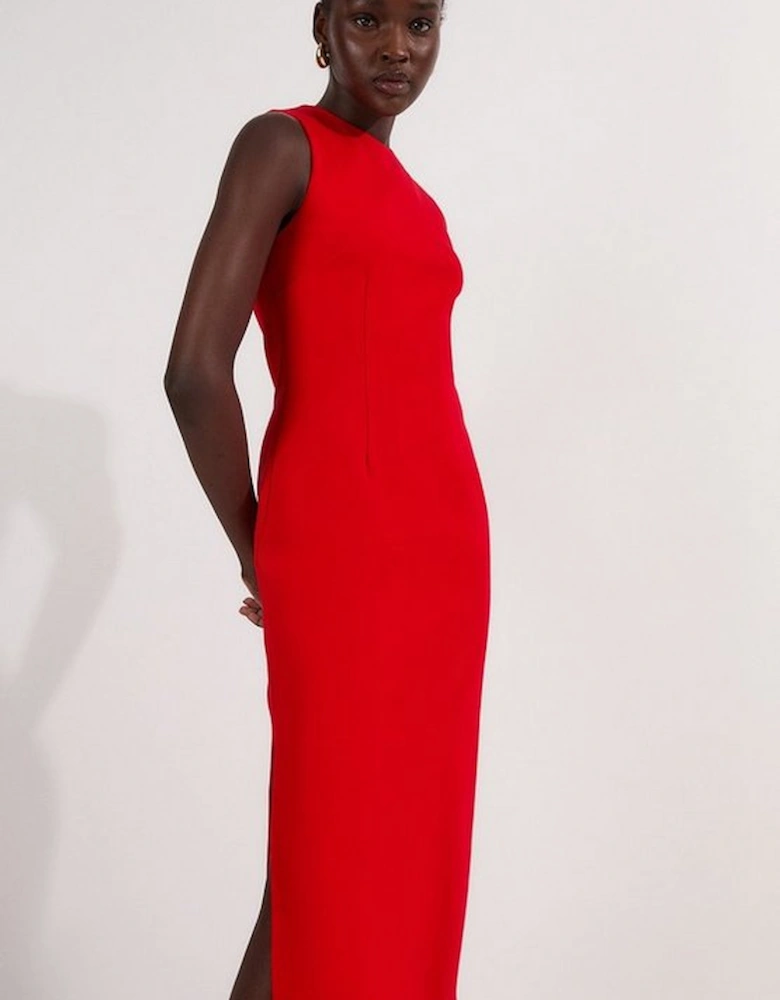 Ponte Crew Neck Maxi Dress