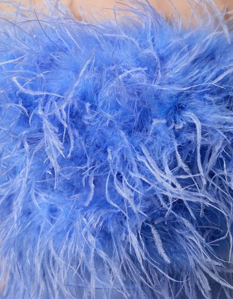 Figure Form Bandage Feather Detail Bandeau Knit Midi Dress