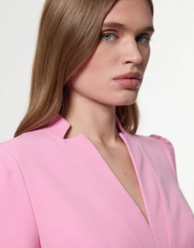Petite Tailored Structured Crepe Forever Pleat Midi Dress
