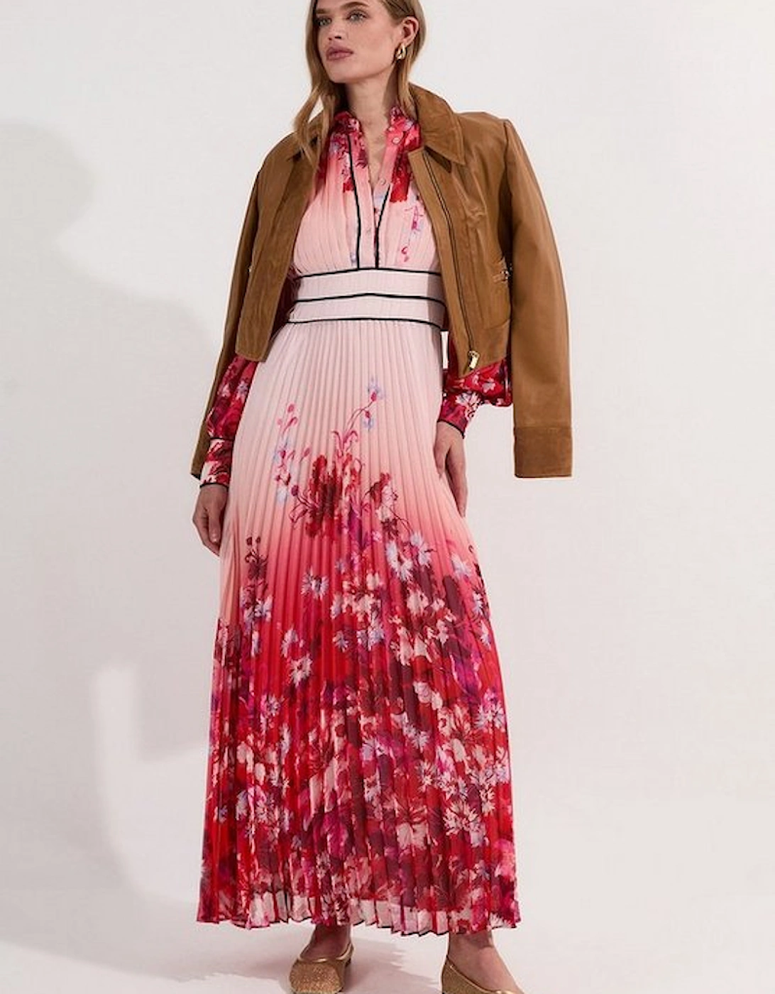Scattered Floral Print Pleated Maxi Dress, 5 of 4