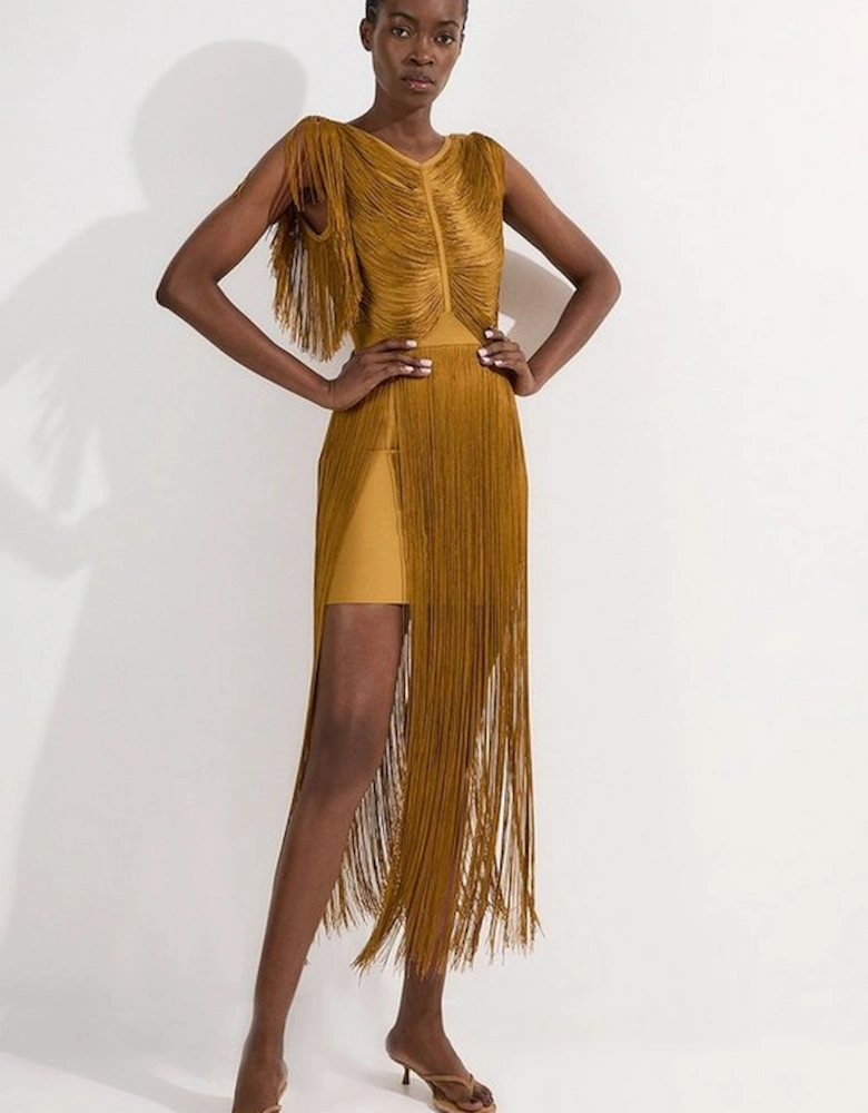 Maxi Draped Fringe Knitted Mini Dress