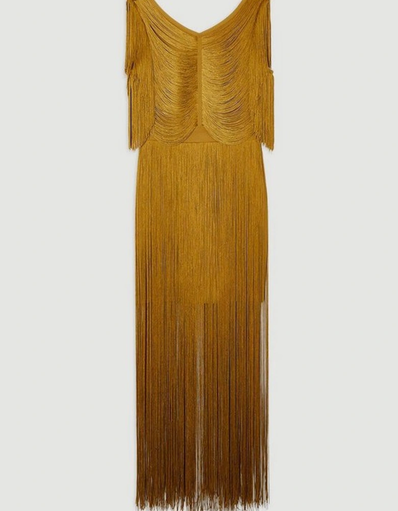 Maxi Draped Fringe Knitted Mini Dress