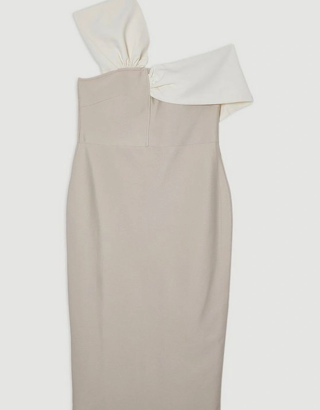 Plus Size Figure Form Bandage Knit Asymmetric Strap Midi Dress