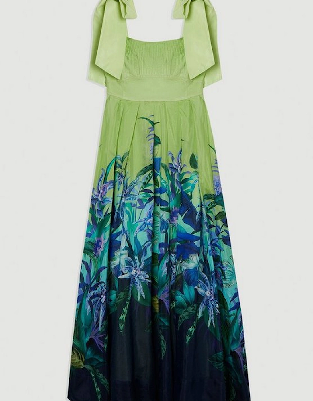 Tropical Floral Silk Cotton Woven Strappy Woven Maxi Dress