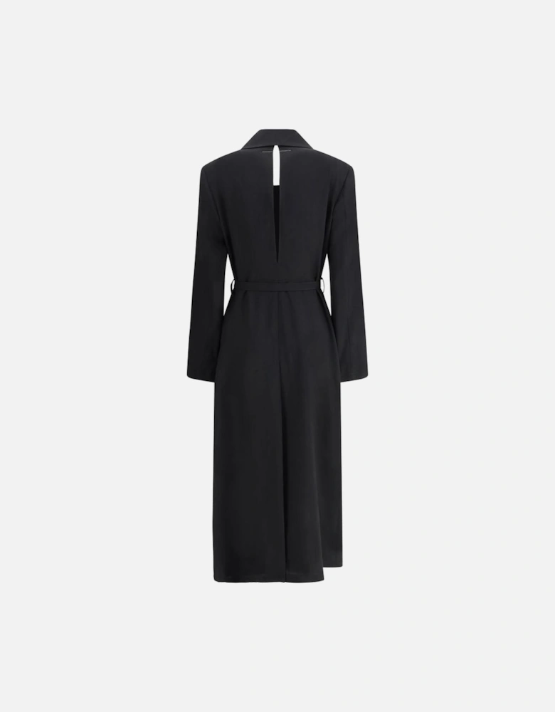 Wool Trenchcoat with Lapels and Sash Women - Black Jackets