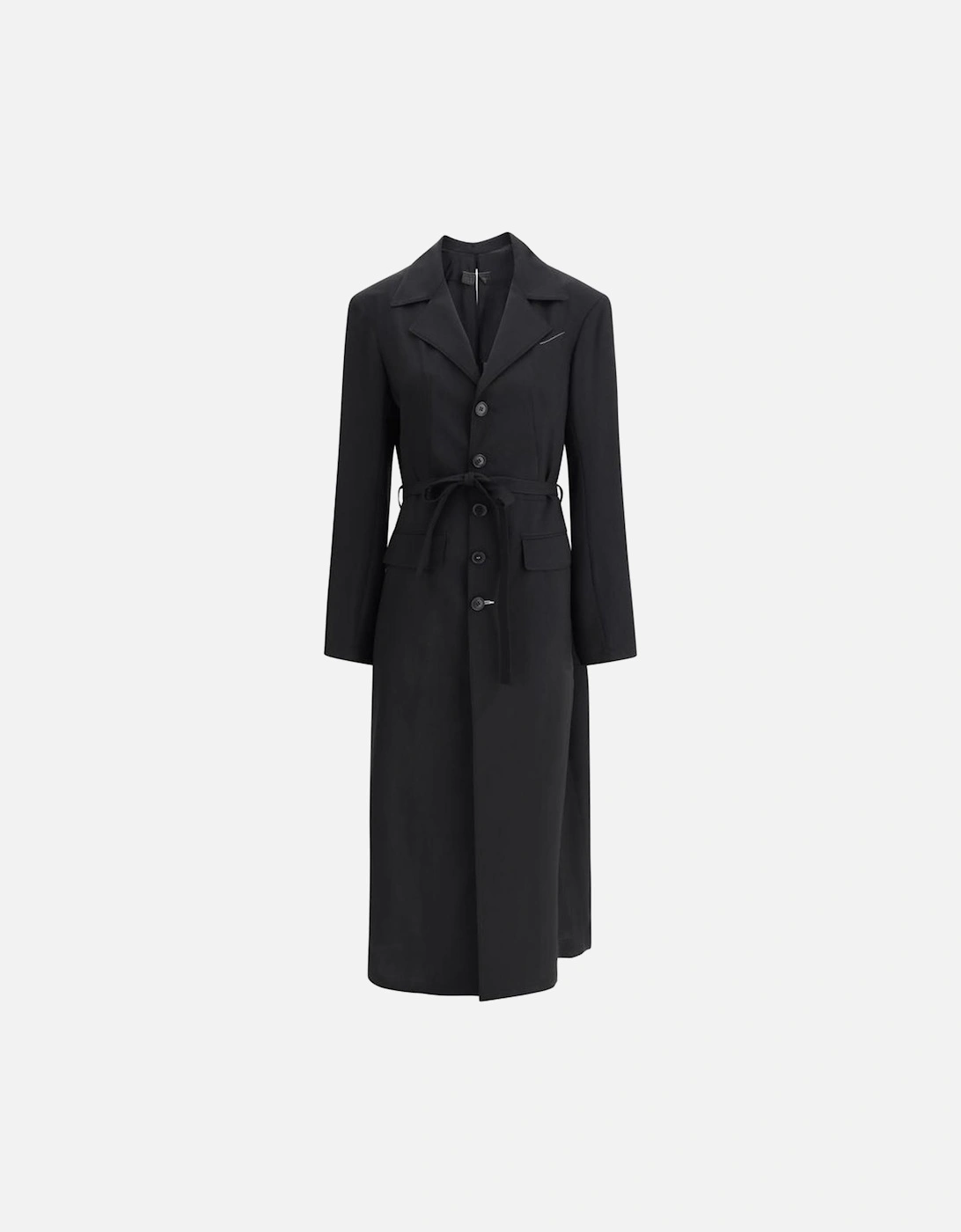 Wool Trenchcoat with Lapels and Sash Women - Black Jackets, 4 of 3