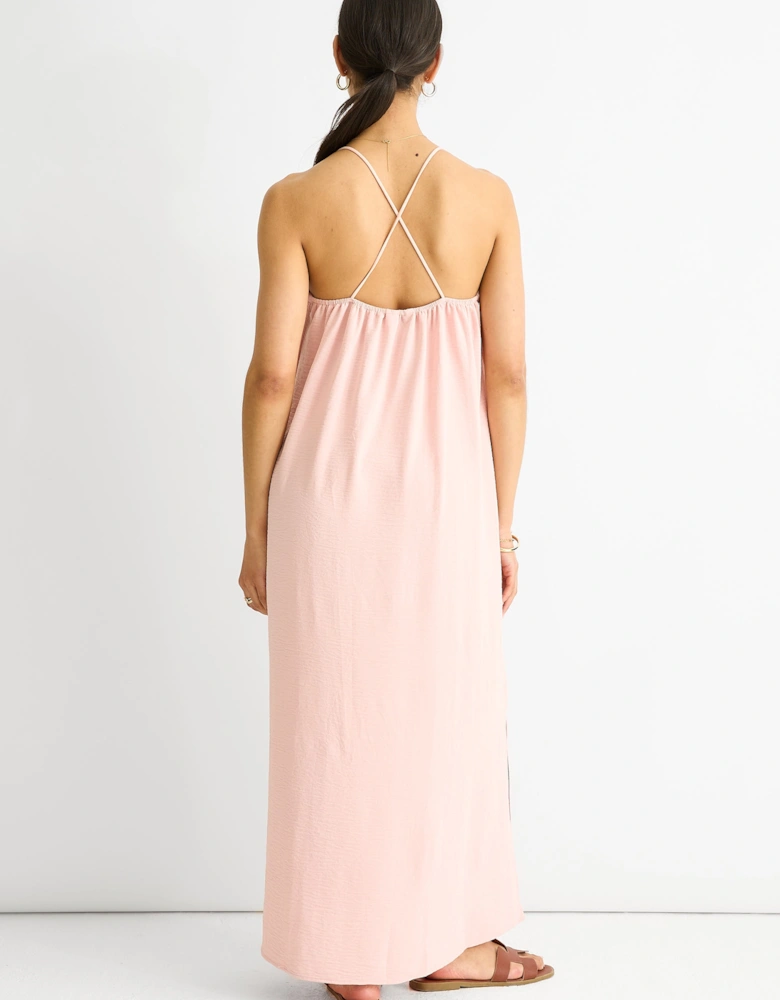 Blush Strappy Cross Back Airflow Oversized dress