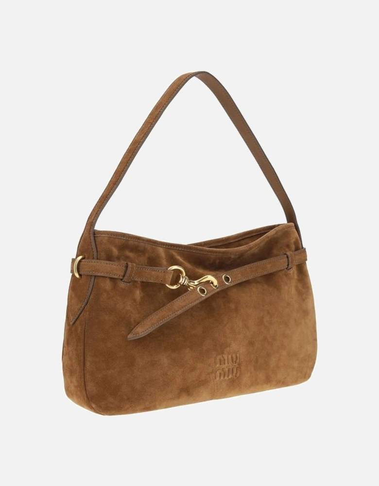 Aventure Suede Shoulder Bag with Gold Hardware Women - Brown