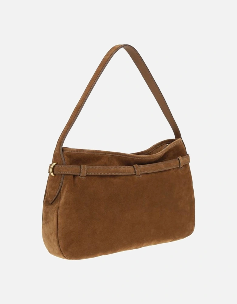 Aventure Suede Shoulder Bag with Gold Hardware Women - Brown
