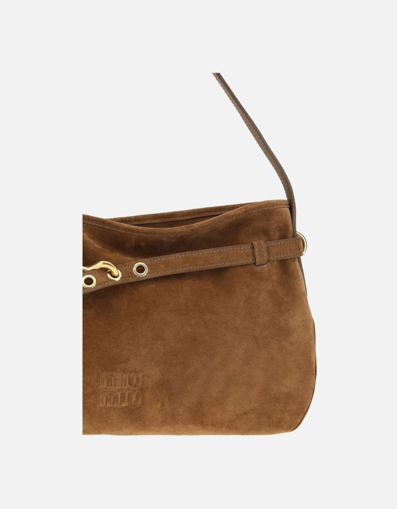 Aventure Suede Shoulder Bag with Gold Hardware Women - Brown