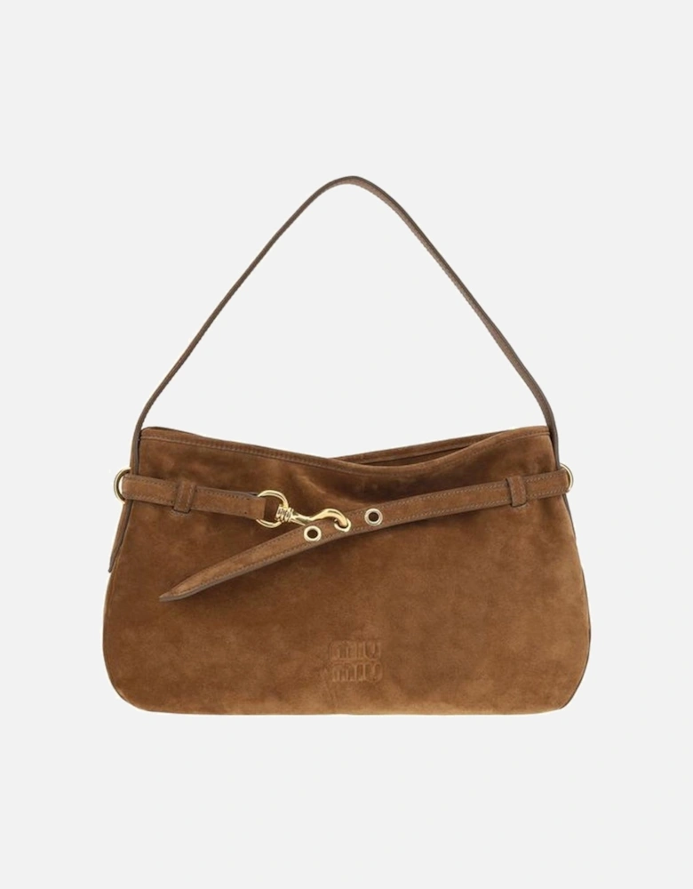 Aventure Suede Shoulder Bag with Gold Hardware Women - Brown
