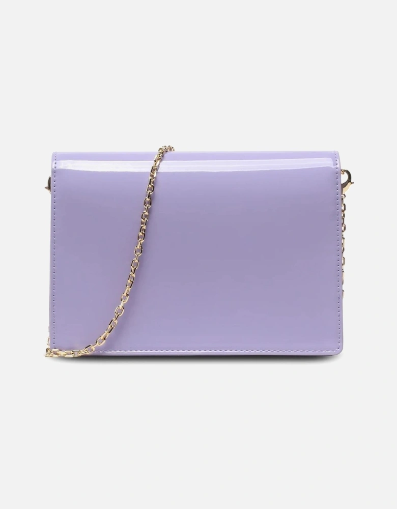Faux Leather Shoulder Bag with Metal Logo Women - Purple Crossbody