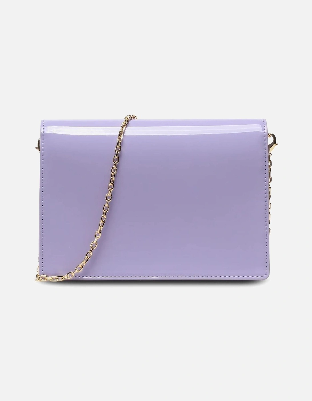 Faux Leather Shoulder Bag with Metal Logo Women - Purple Crossbody