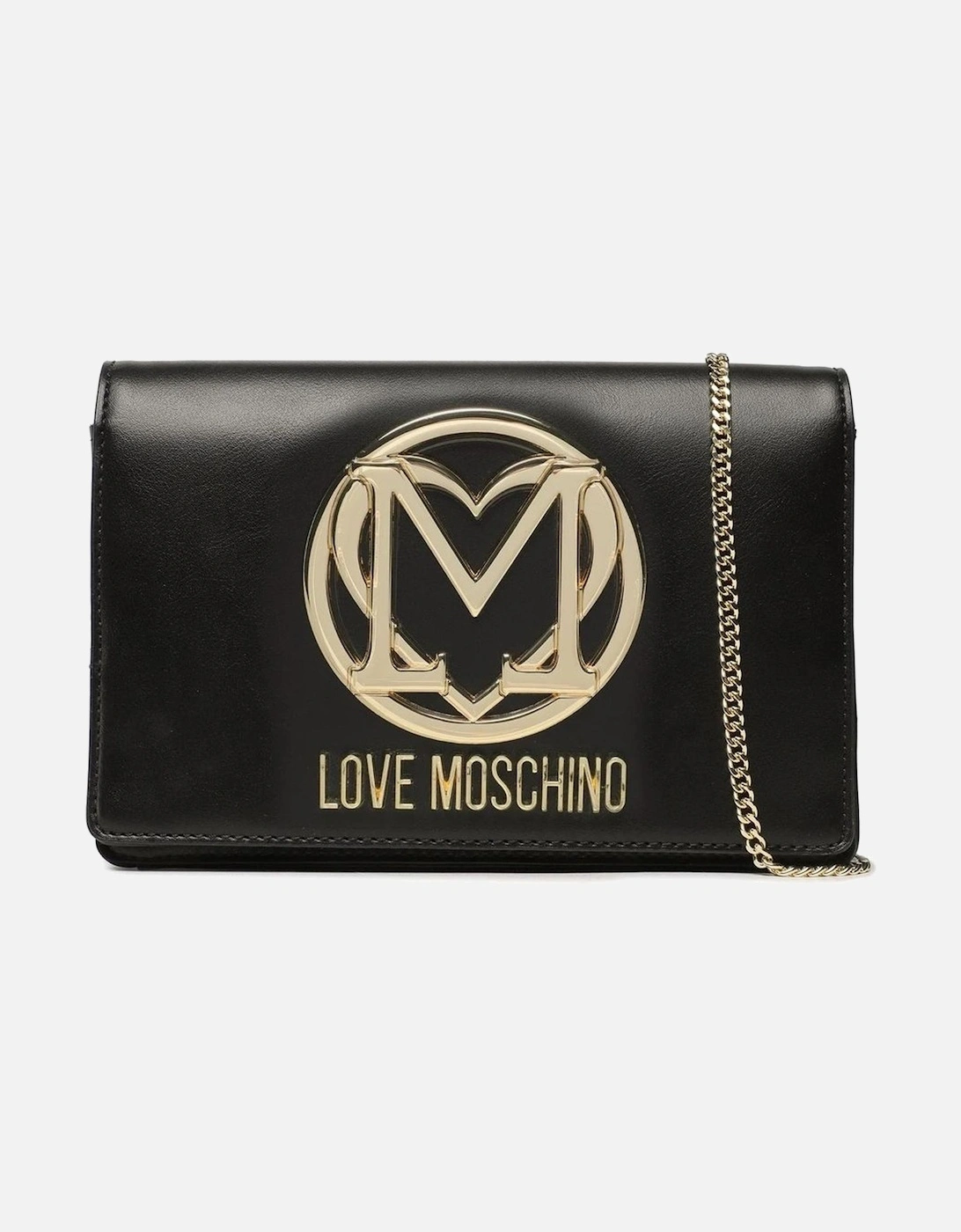 Faux Leather Shoulder Bag with Metal Logo Women - Black Crossbody Bags, 5 of 4