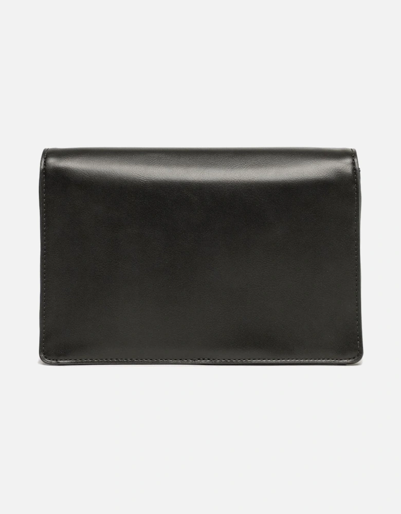 Faux Leather Shoulder Bag with Metal Logo Women - Black Crossbody Bags