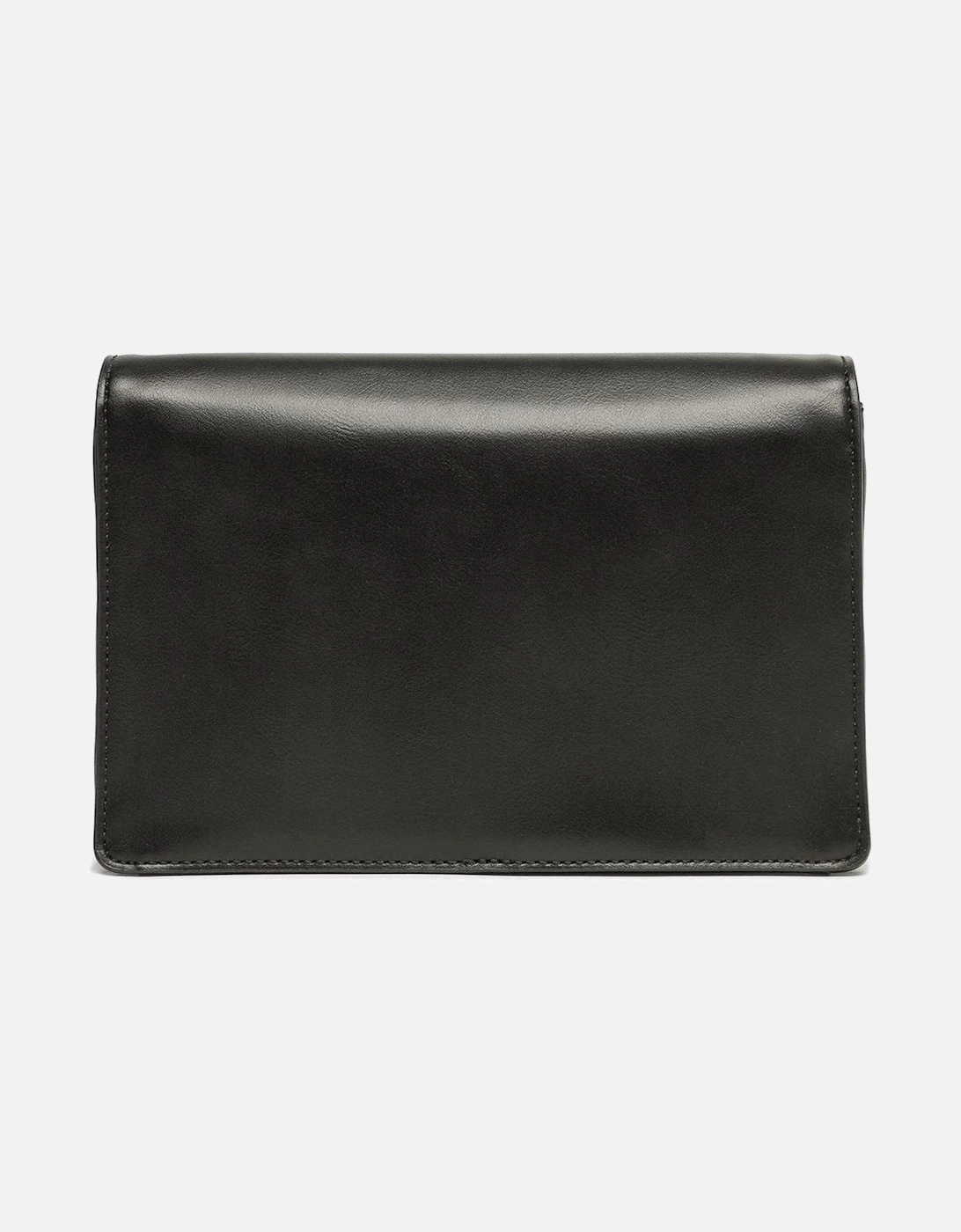 Faux Leather Shoulder Bag with Metal Logo Women - Black Crossbody Bags
