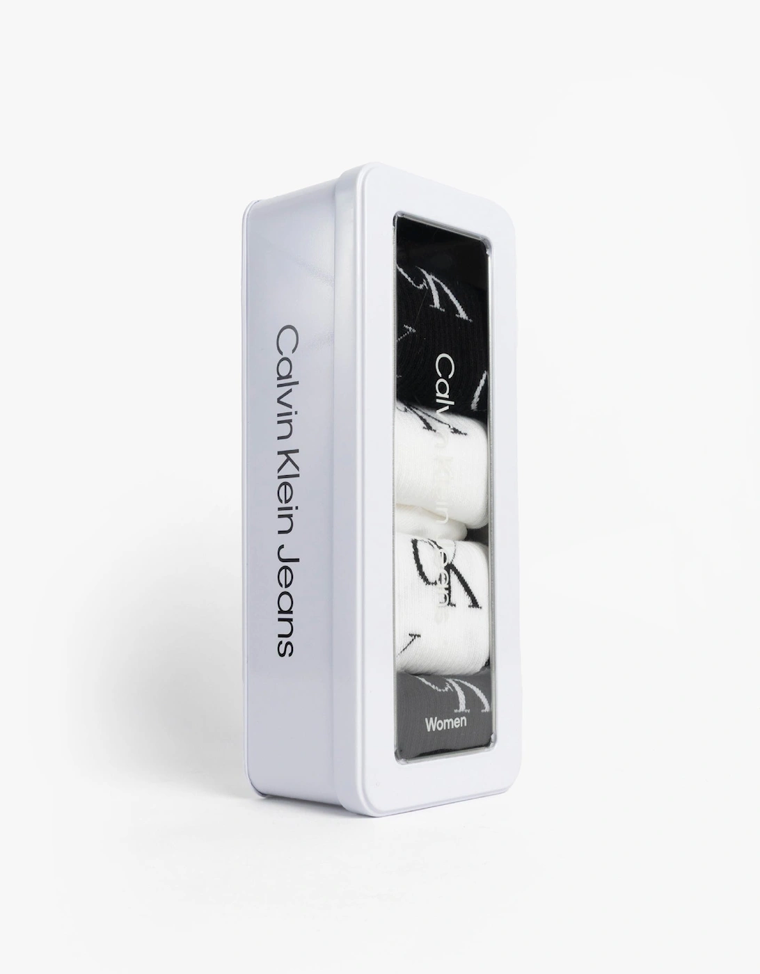 4 Pack Giftboxed Trainer Womens Crew Socks Black/White