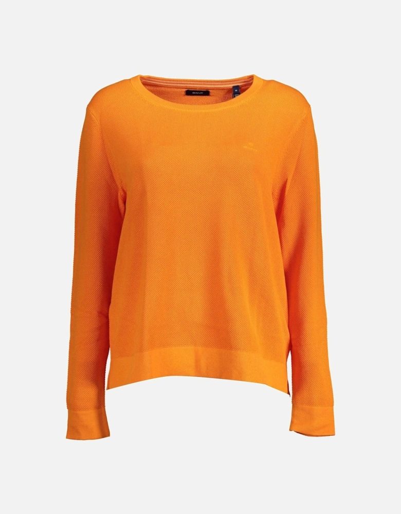 Embroidered Organic Cotton Long Sleeve Shirt Women - Orange Sweaters