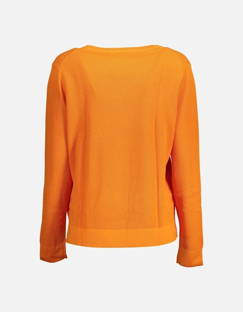 Embroidered Organic Cotton Long Sleeve Shirt Women - Orange Sweaters