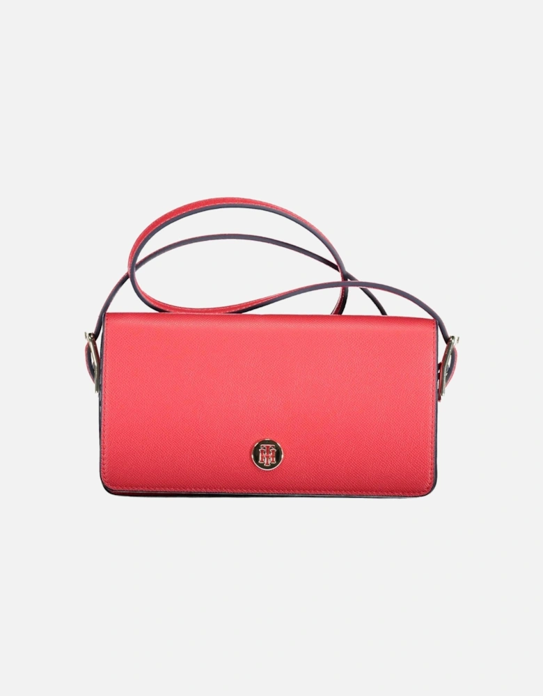 Red Shoulder Bag with Adjustable Strap and Multiple Pockets Women -