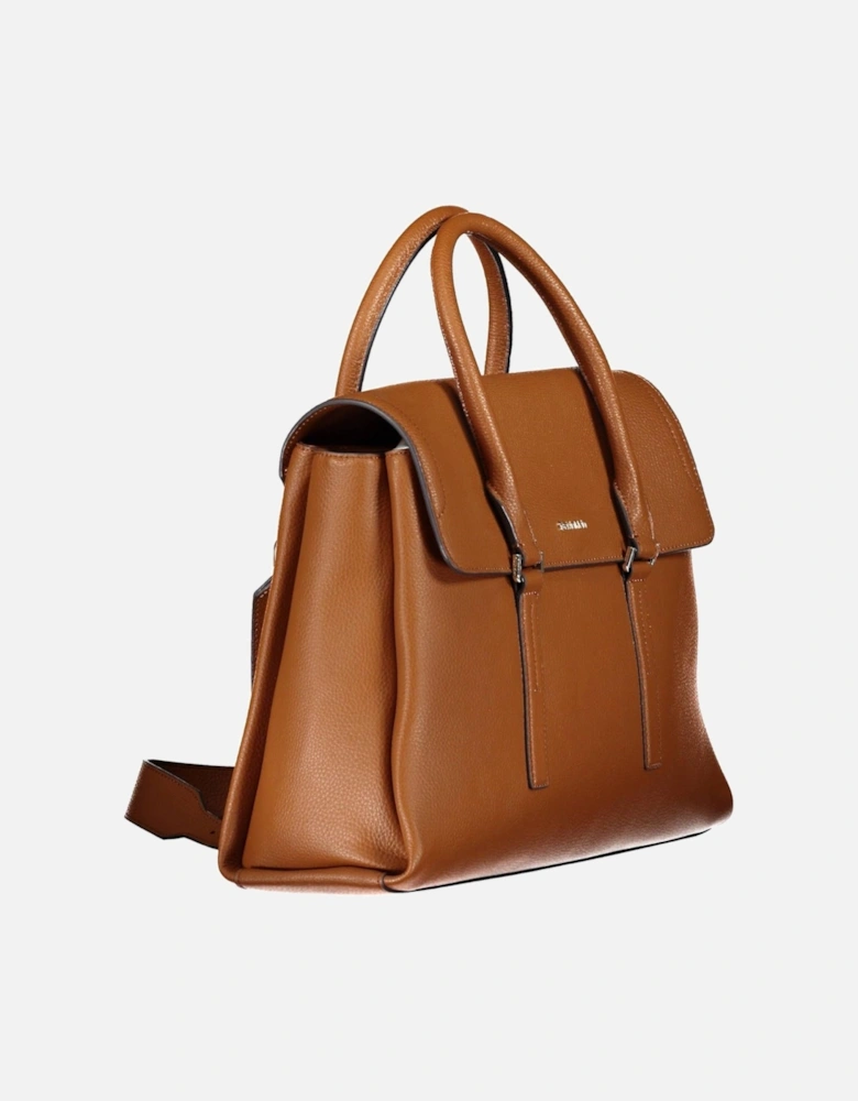 Sophisticated Brown Handbag with Contrasting Details and Multiple