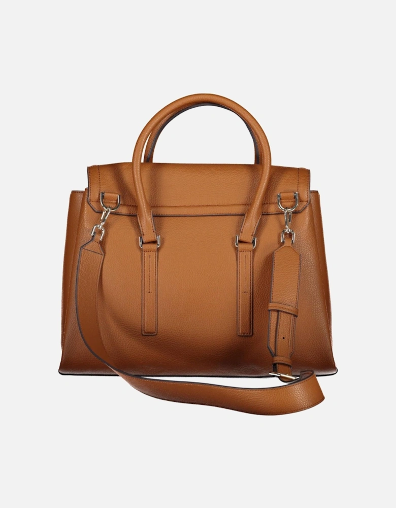 Sophisticated Brown Handbag with Contrasting Details and Multiple