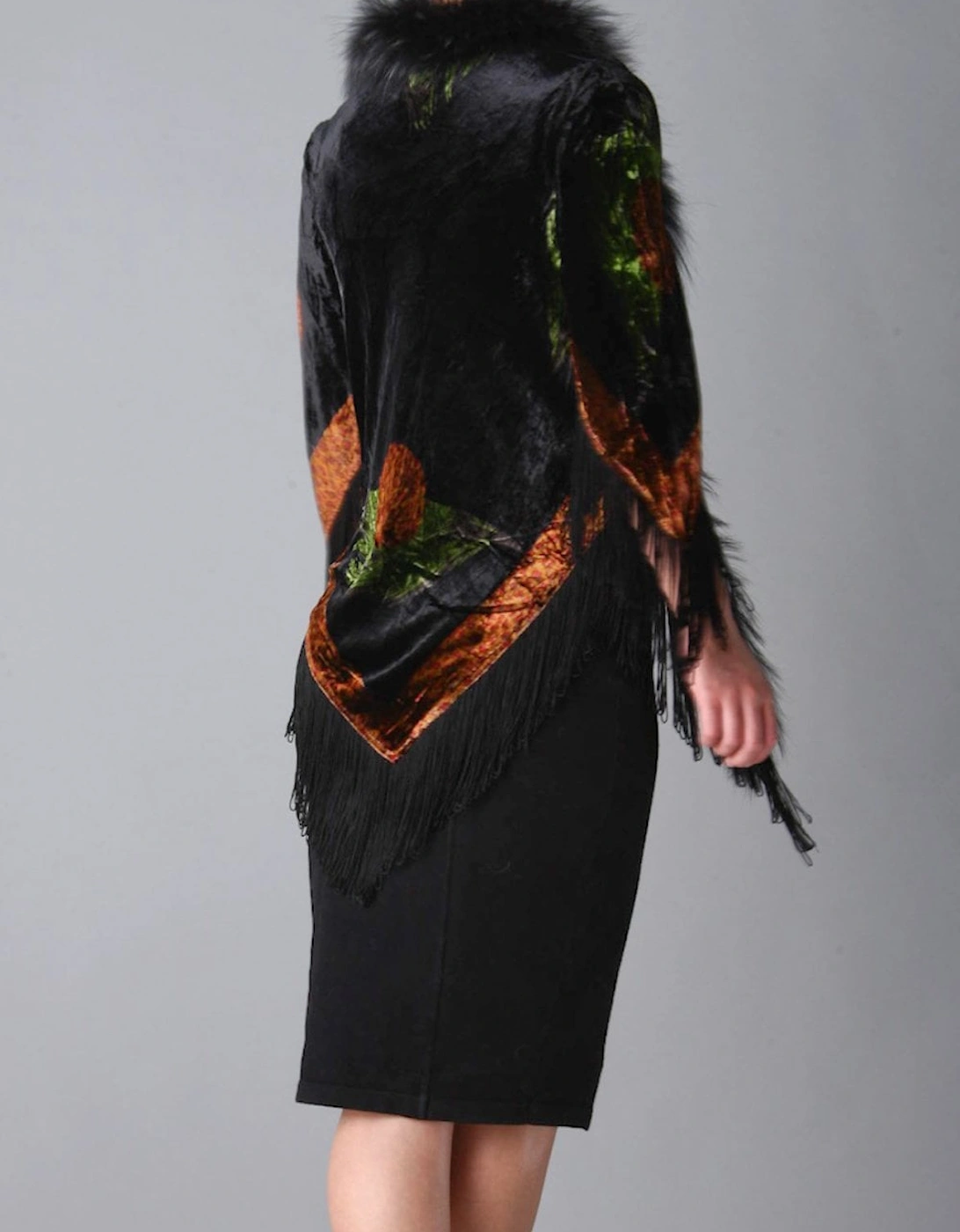 Black Large Silk Chiffon Wrap, 2 of 1