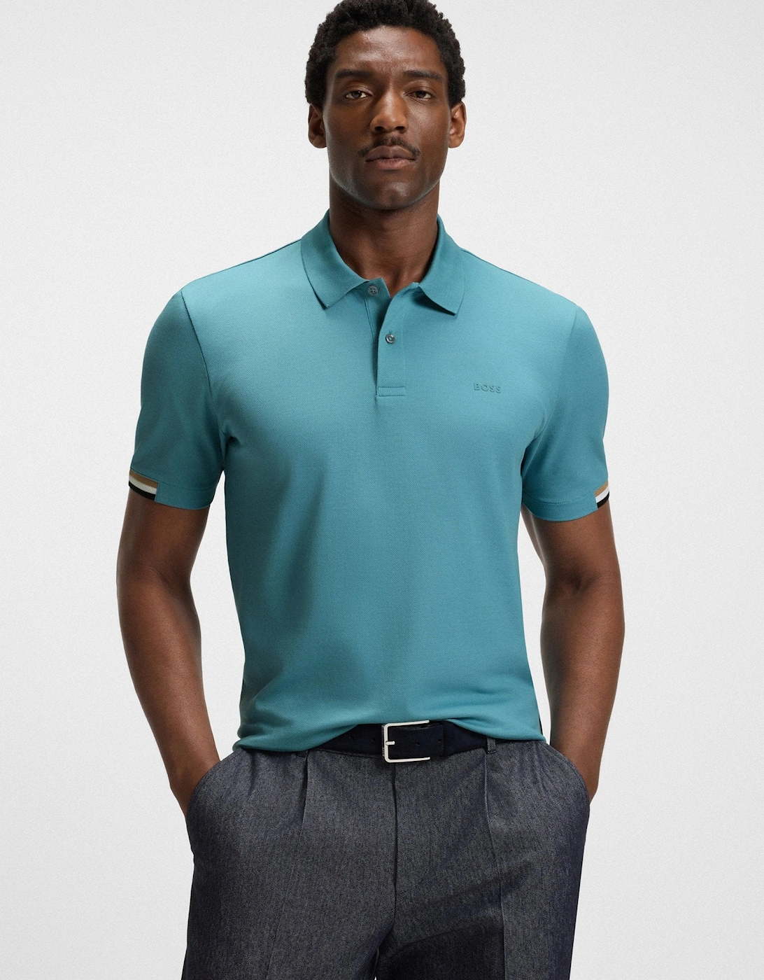 BOSS Black Parlay 147 Polo Shirt 453 Light Pastel Blue