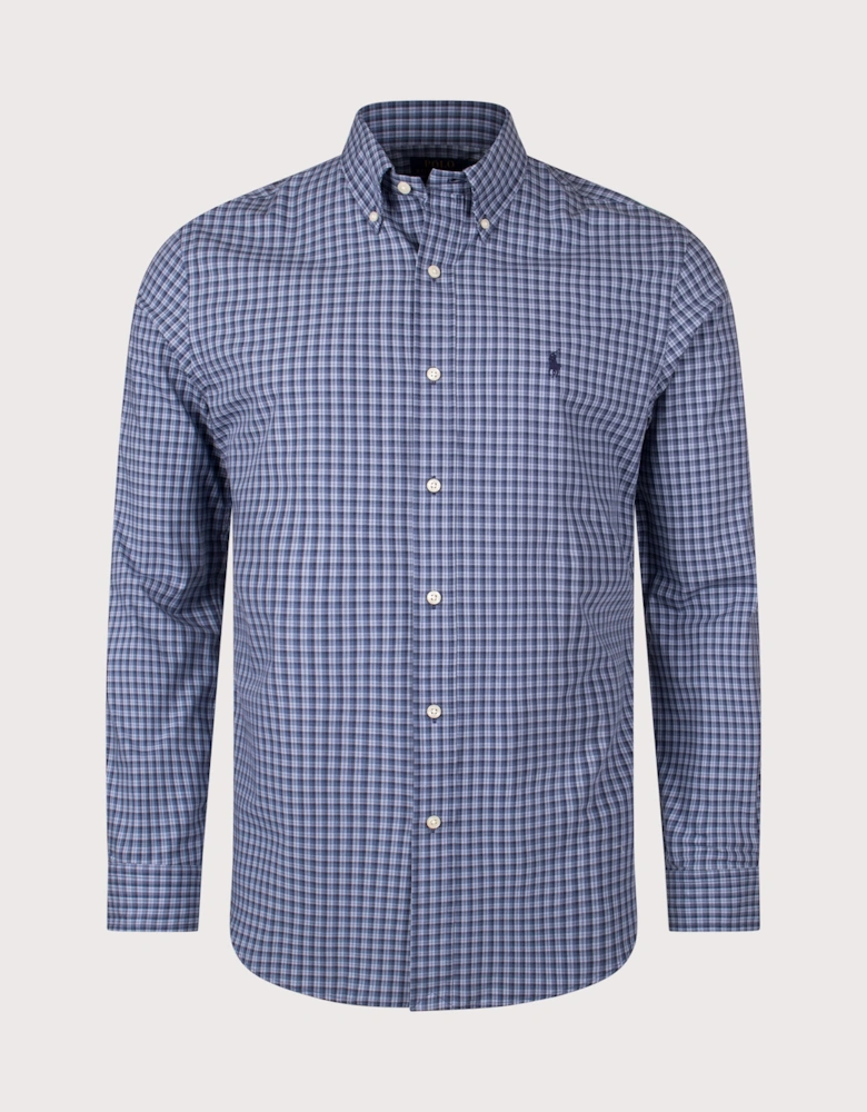 Custom Fit Plaid Stretch Poplin Shirt
