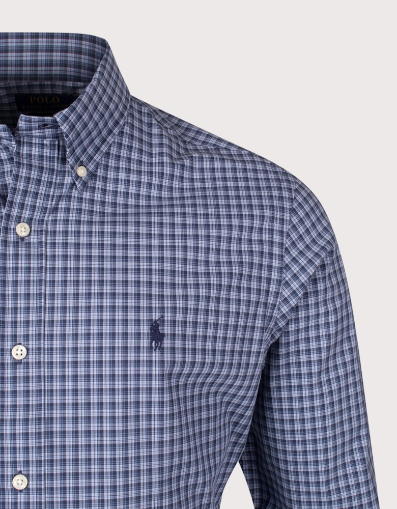 Custom Fit Plaid Stretch Poplin Shirt
