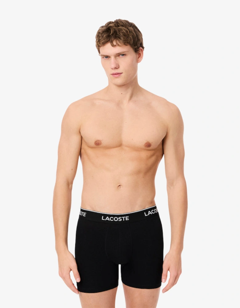 3-Pack Stretch Cotton Boxer Briefs, Black