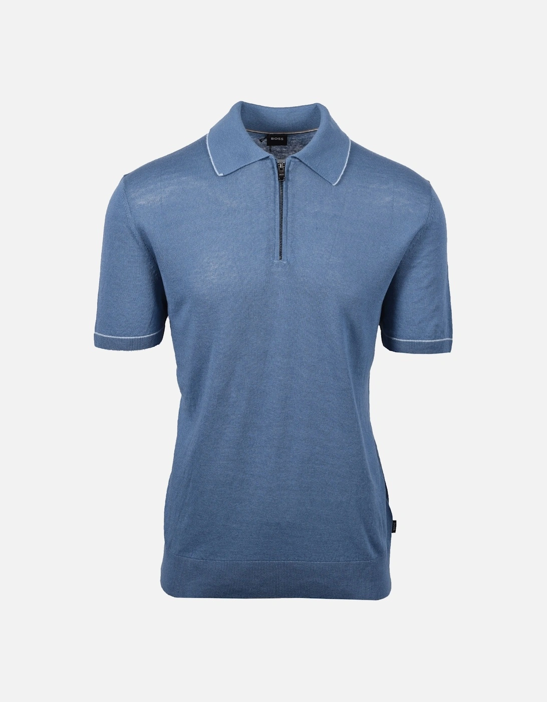 Boss Black H Jiovanotto Knitted Polo Shirt Light Pastel Blue, 5 of 4
