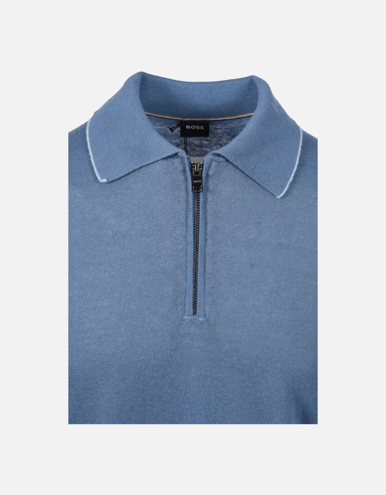 Boss Black H Jiovanotto Knitted Polo Shirt Light Pastel Blue