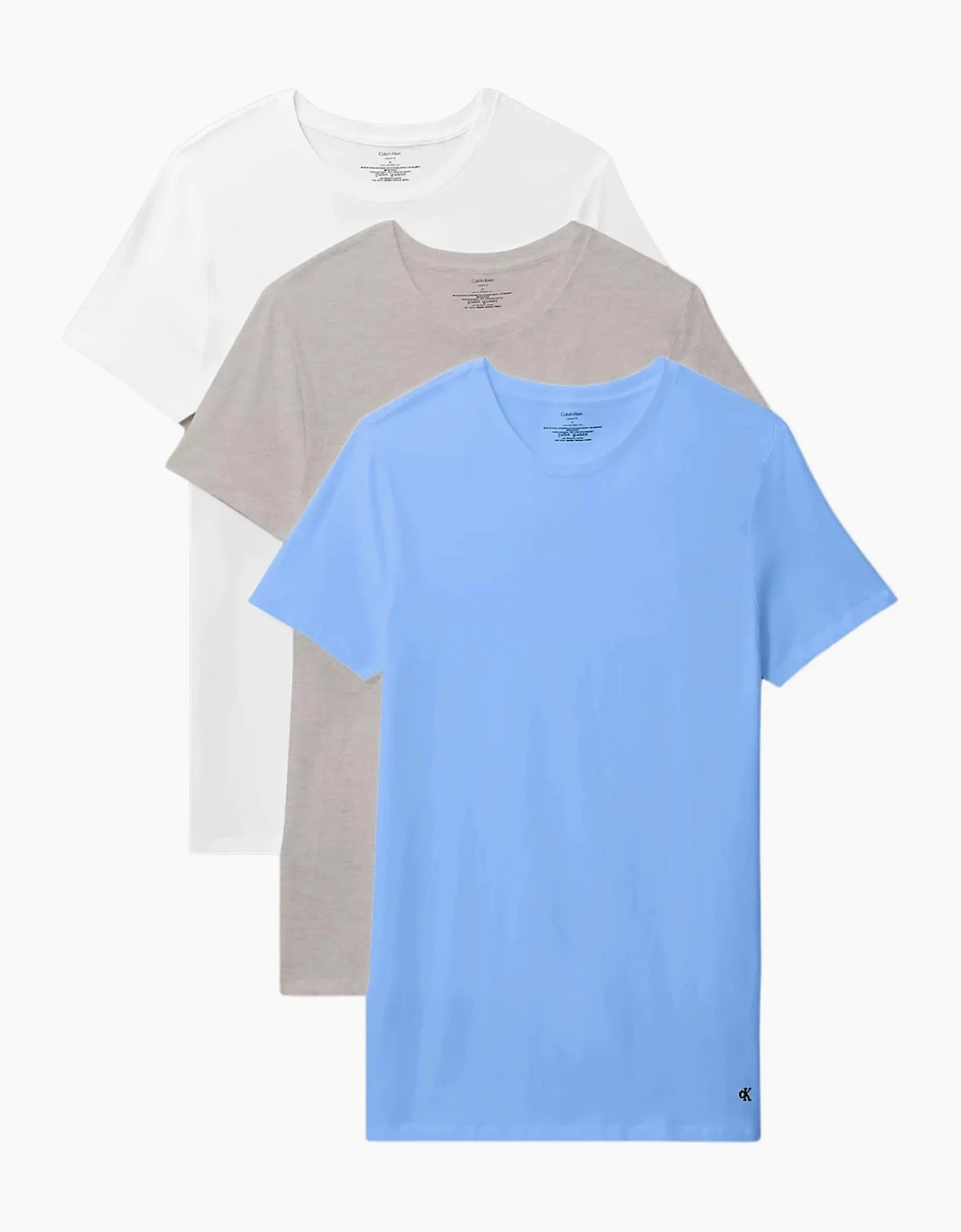 Calvin Klein Men's Blue 3-Pack Cotton Classics Crew-Neck T-Shirts, Glacier /White/Grey - Size: 36