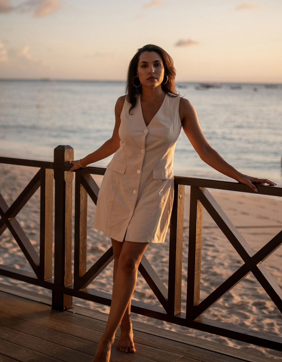 Gini London Women's Brown White Cotton Viscose Blend Button Through Mini Shirt Dress - Size 10