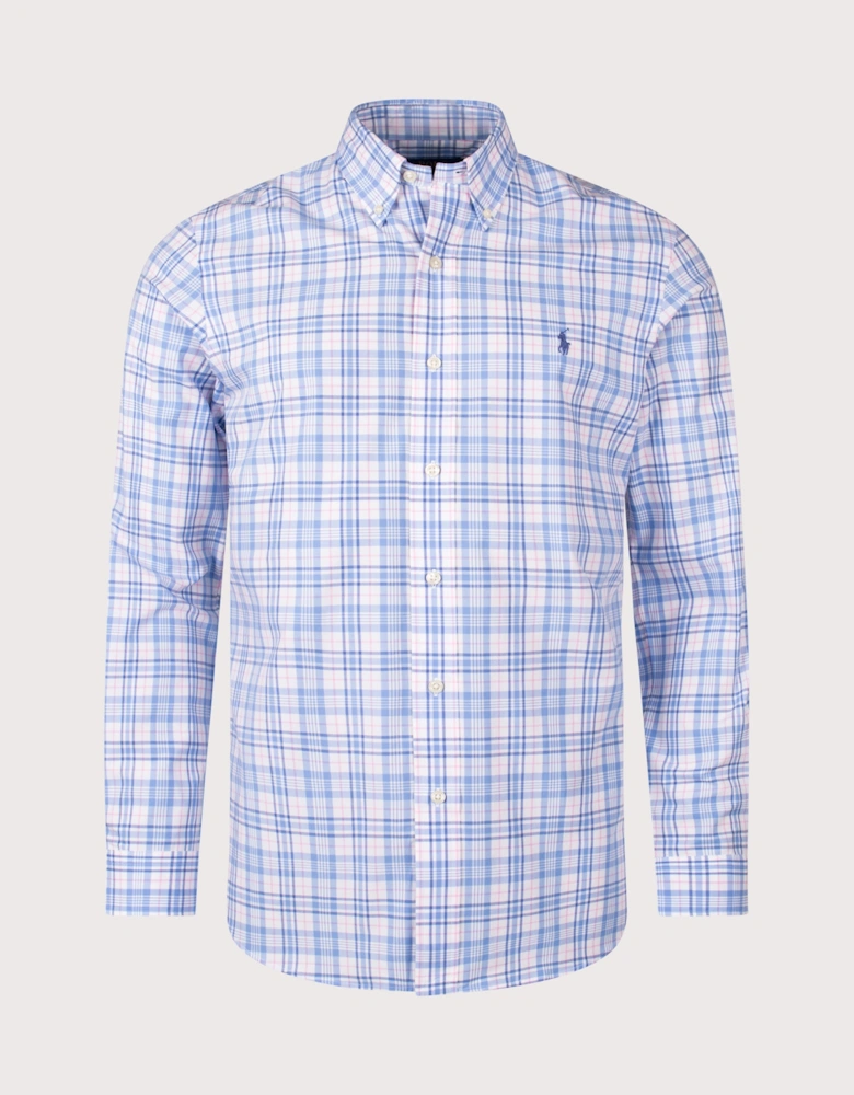 Custom Fit Checked Stretch Poplin Shirt