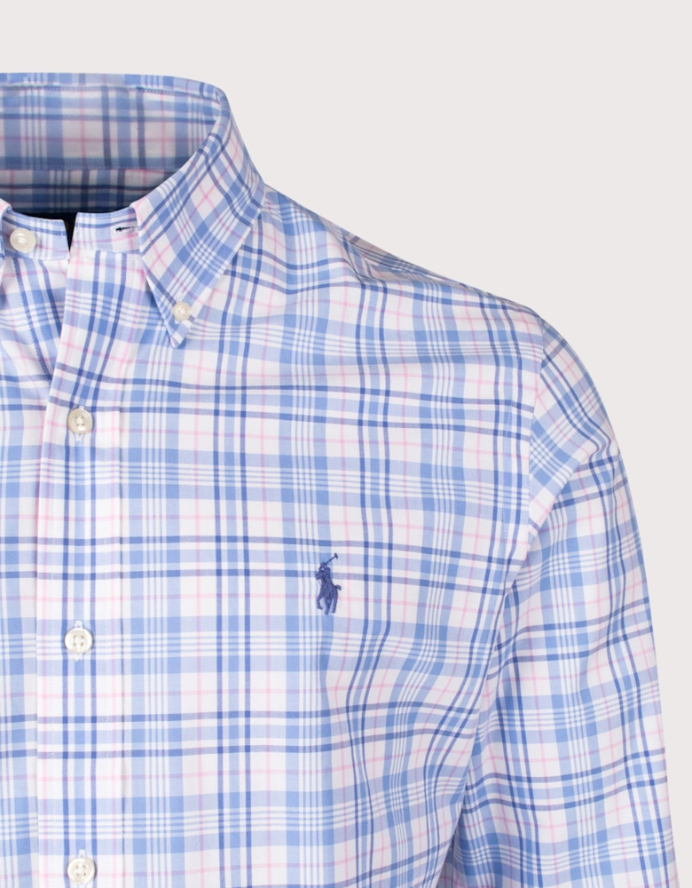 Custom Fit Checked Stretch Poplin Shirt