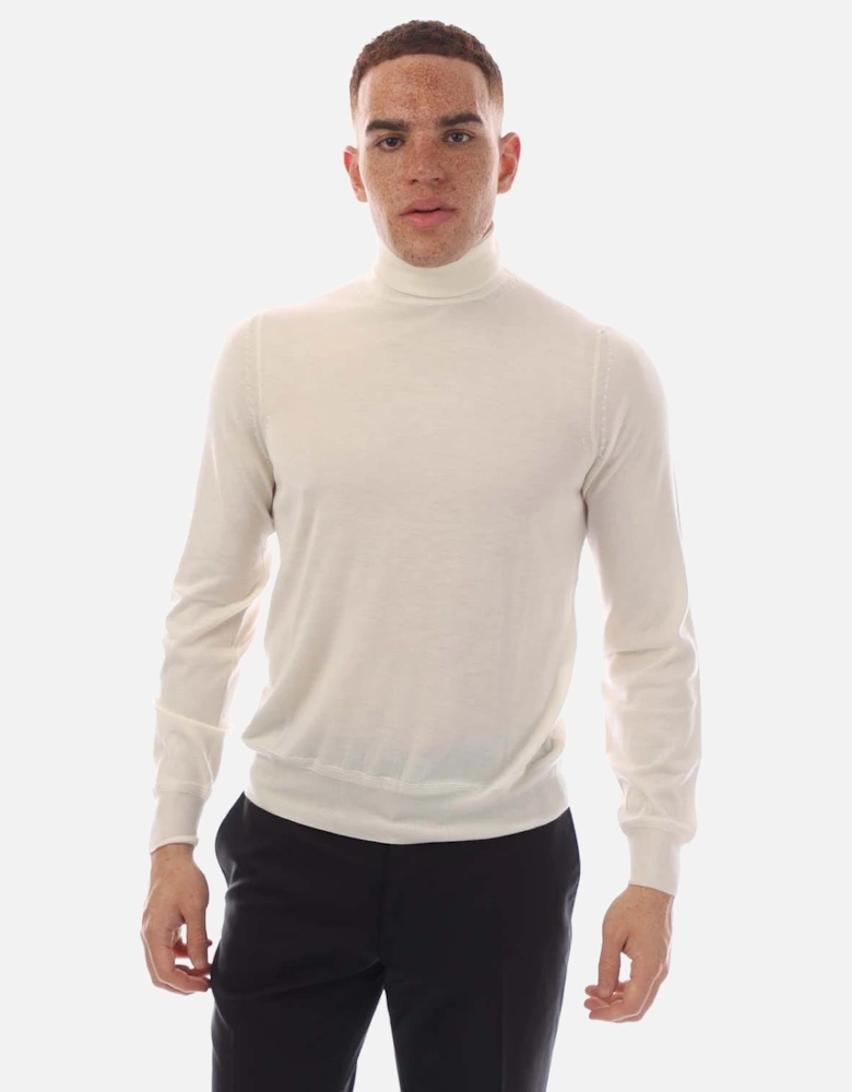 Fine Gauge Cashmere Silk Roll Neck Sweater