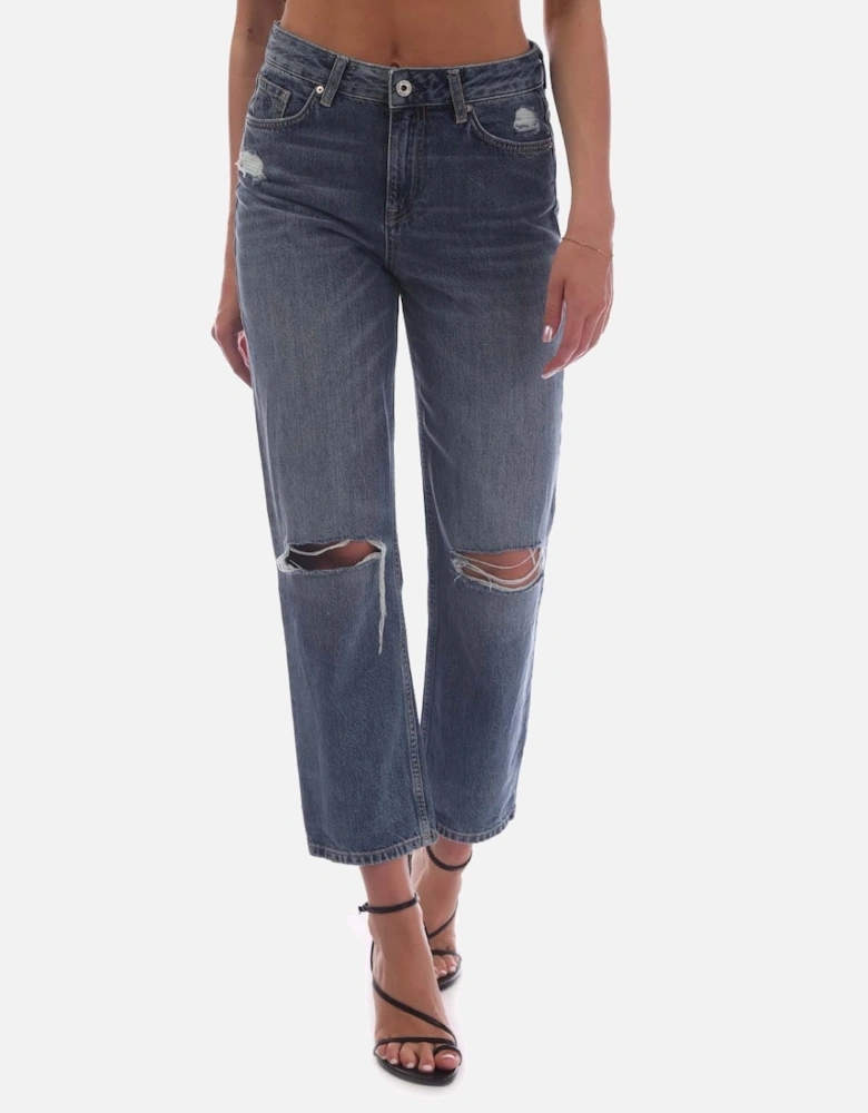 Camie Relaxed Fit Cropped Ripped Jeans