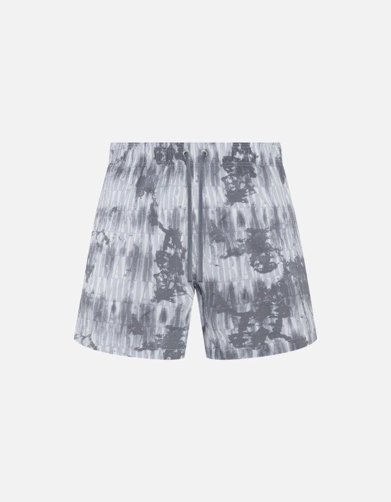 AMIRI TIE DYE ALL OVER LOGO SWIM SHORTS GREY