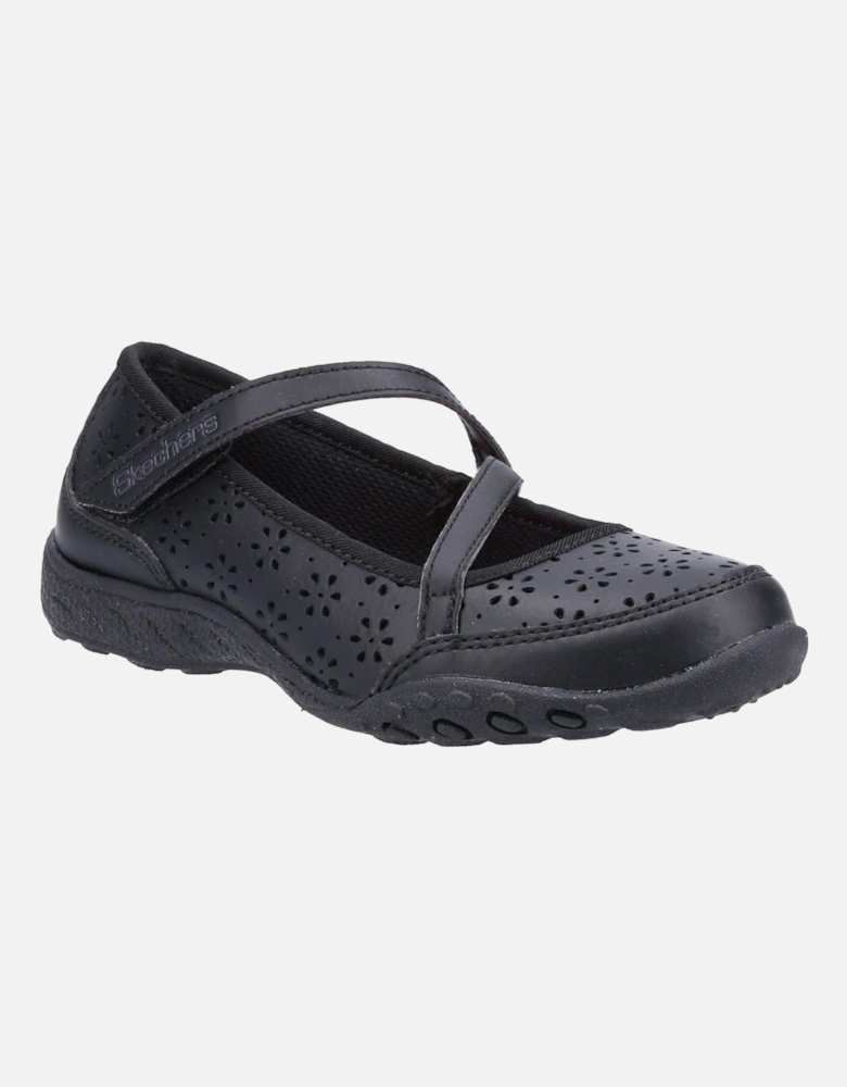Breathe-Easy Playground Poppies Leather Girls's Black Shoes
