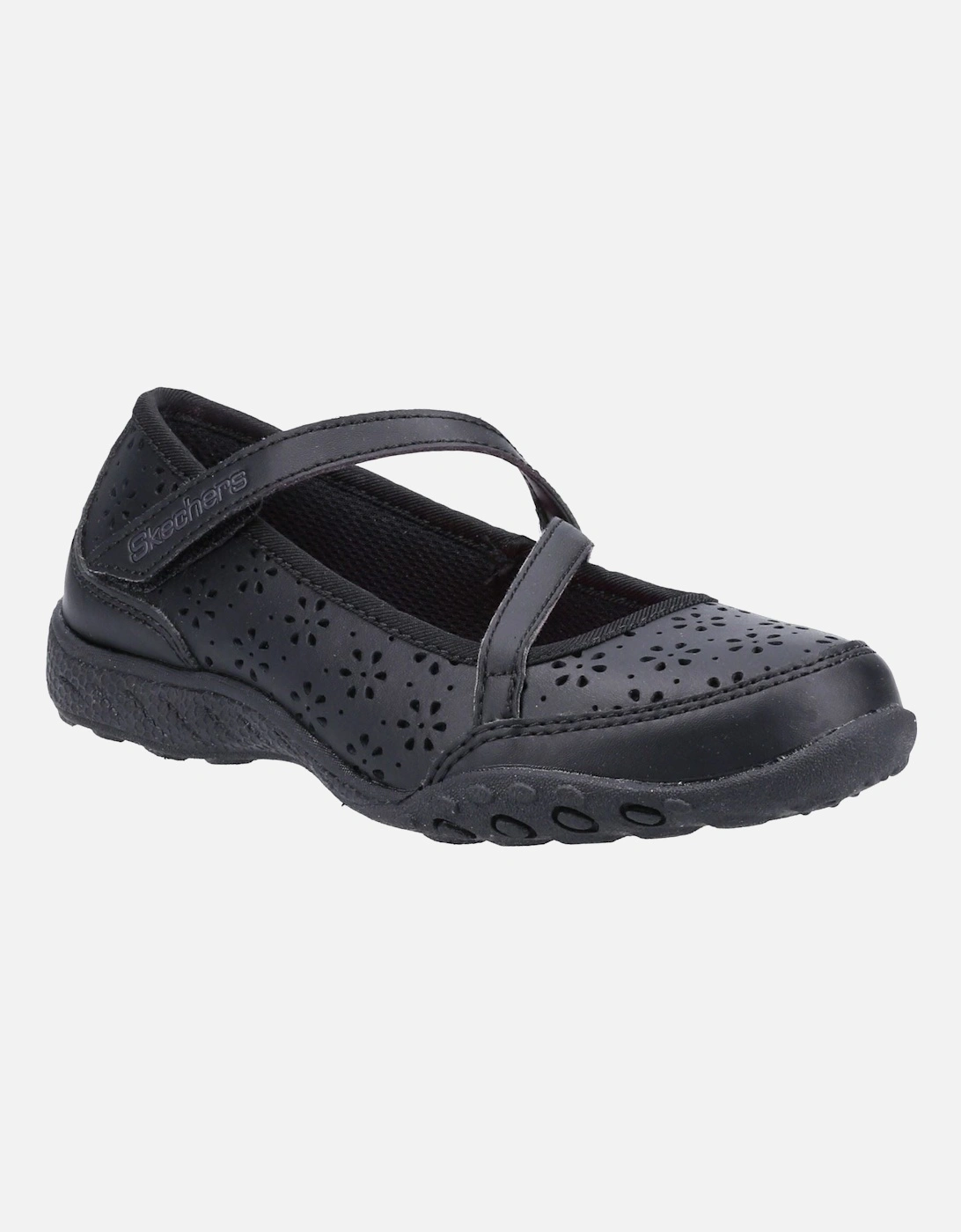Breathe-Easy Playground Poppies Leather Girls's Black Shoes, 5 of 4