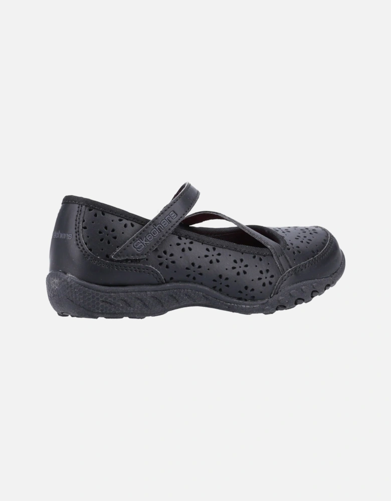 Breathe-Easy Playground Poppies Leather Girls's Black Shoes