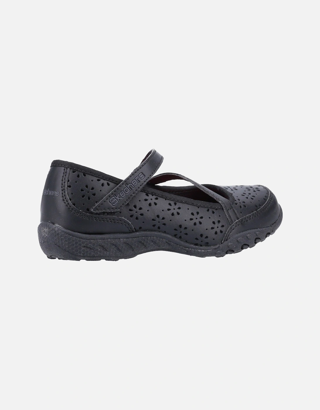 Breathe-Easy Playground Poppies Leather Girls's Black Shoes