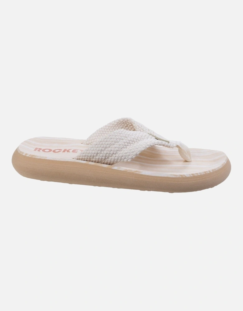 Sunset Webbing Women's Double Cream Flip Flops