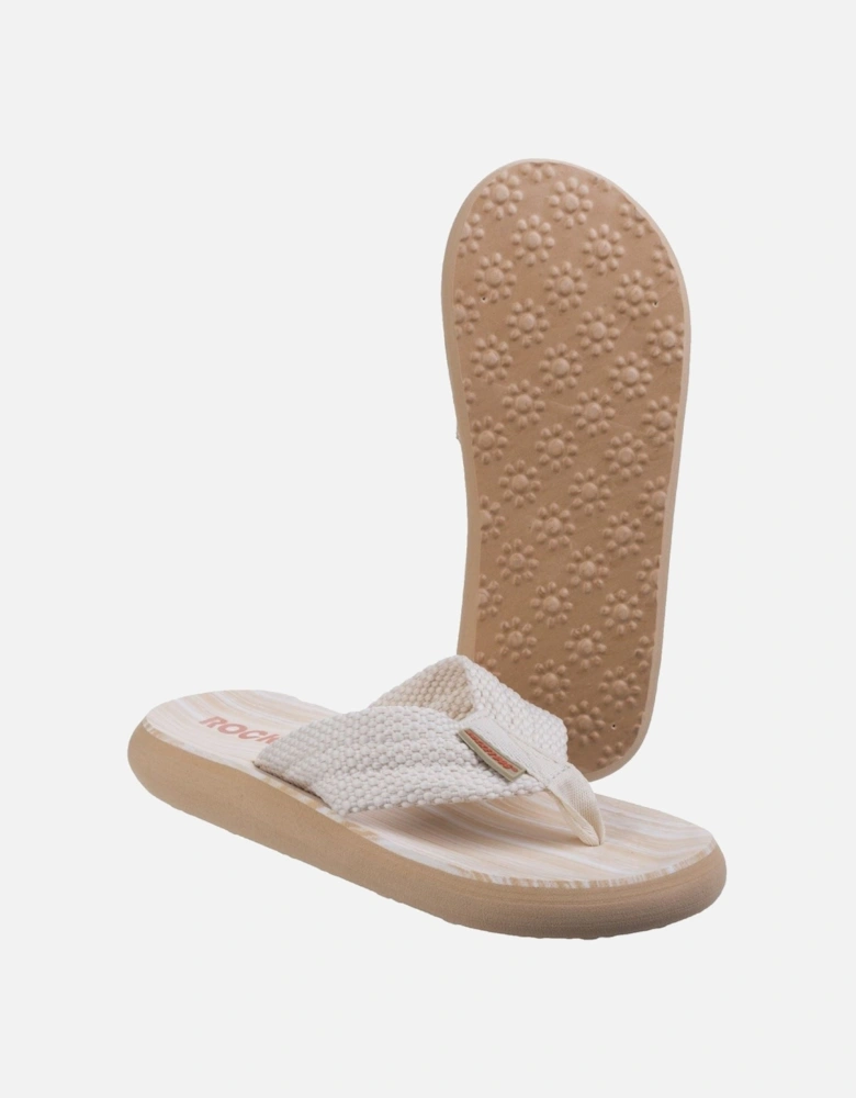 Sunset Webbing Women's Double Cream Flip Flops