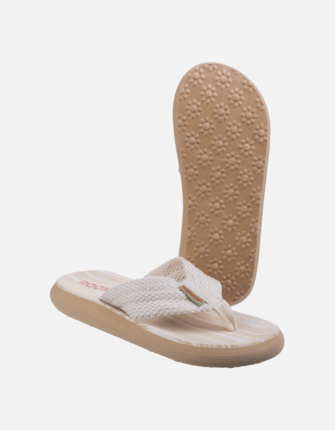 Sunset Webbing Women's Double Cream Flip Flops