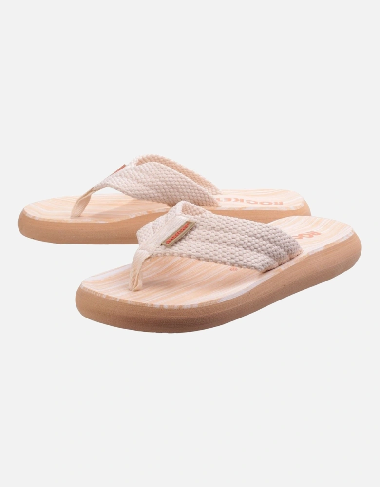 Sunset Webbing Women's Double Cream Flip Flops